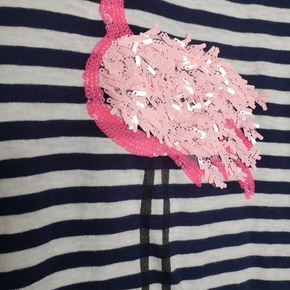 J.Crew Factory Sequin Flamingo Stripe Tee - Picture 2 of 6